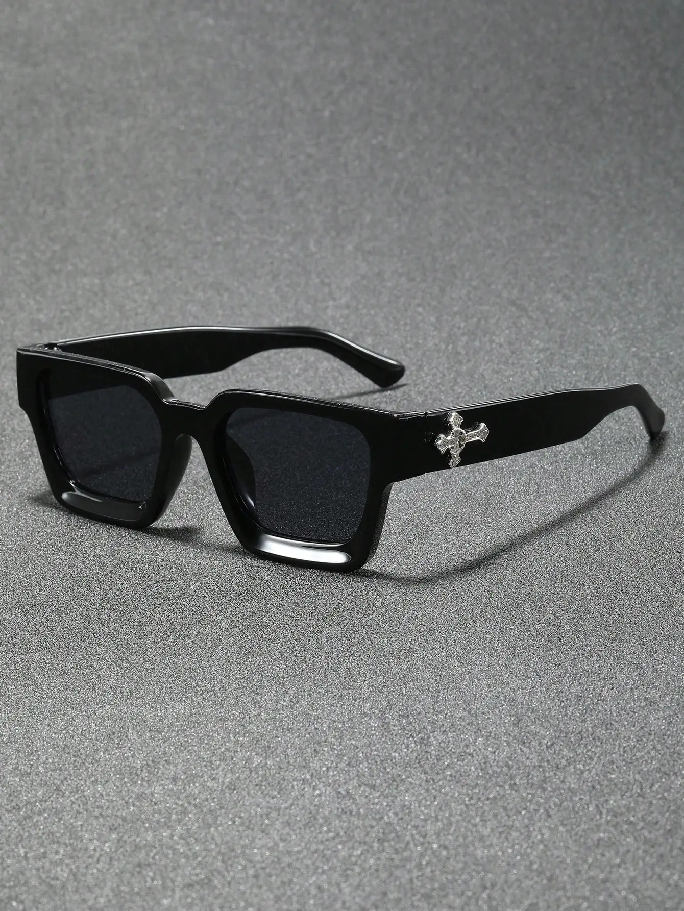 1 paire de lunettes de soleil classiques carrées en plastique noir pour hommes, lunettes de mode élégantes et esthétiques