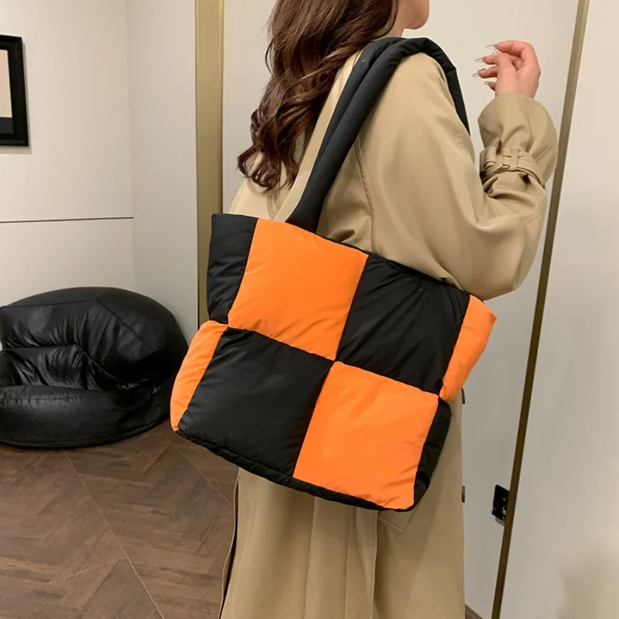 

Fashion Puff Tote Bag Yankee soft senior sense cotton dress bag versatile texture casual underarm shoulder women's bags