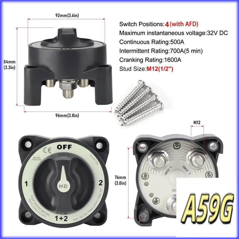 

G9-500A Переключатель выбора батареи Изолятор автофургона Выключение 4-позиционный селектор Переключатель батареи