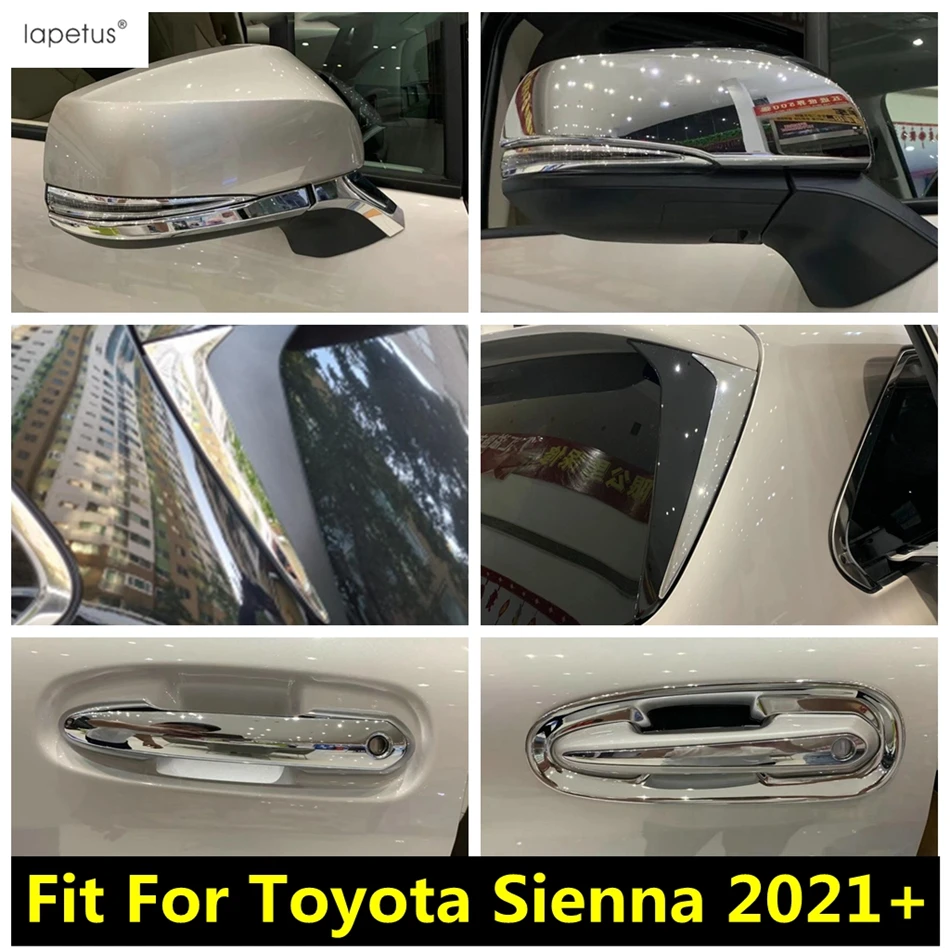 

ABS Chrome Rearview Mirror Handle Bowl Rain Wiper Fog Lights Lamps Cover Trim For Toyota Sienna 2021 - 2023 Accessories Exterior