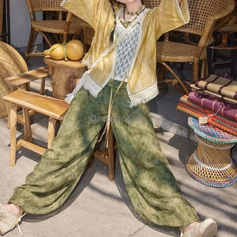 

2025 new chinese style song made improved leisure hanfu pants daily versatile temperament wide leg pants trendy girls' trousers