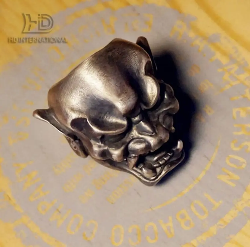 Japanese prajna demon ring, samurai mask ring,Demon Skull Ring