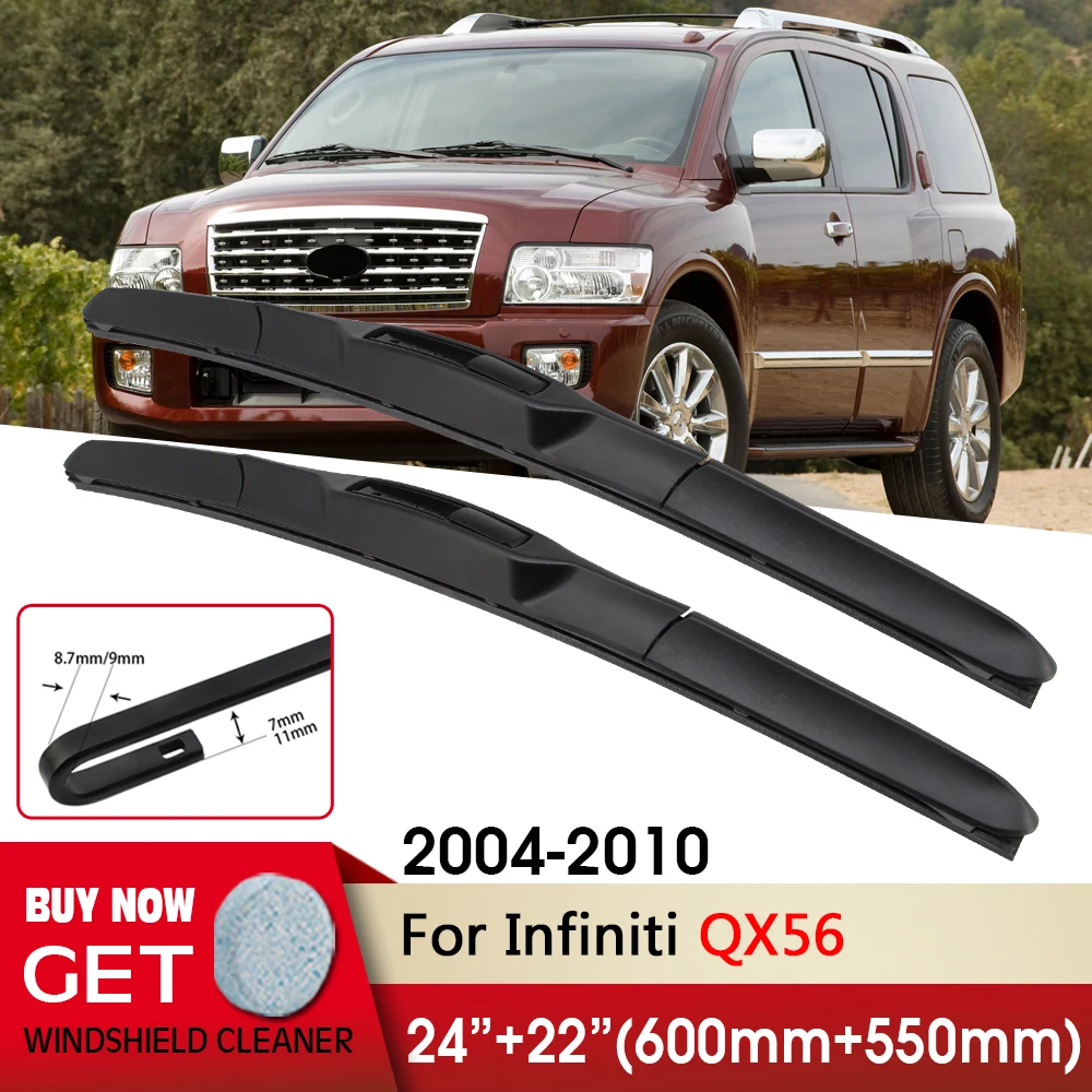 

Car Wiper RHD & LHD Front Wiper Blades 24"+22" For Infiniti QX56 2004-2010 Fit U Hook Arm Windshield Windscreen Front Window