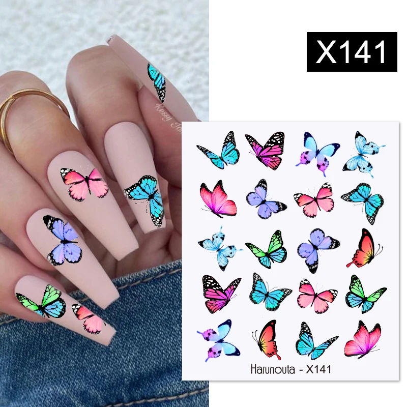 1pc Schmetterling Wasser Abziehbilder Geometrie Aufkleber Blume Blätter DIY Abziehbilder Designs Für Nail art Wraps Slider Dekorationen