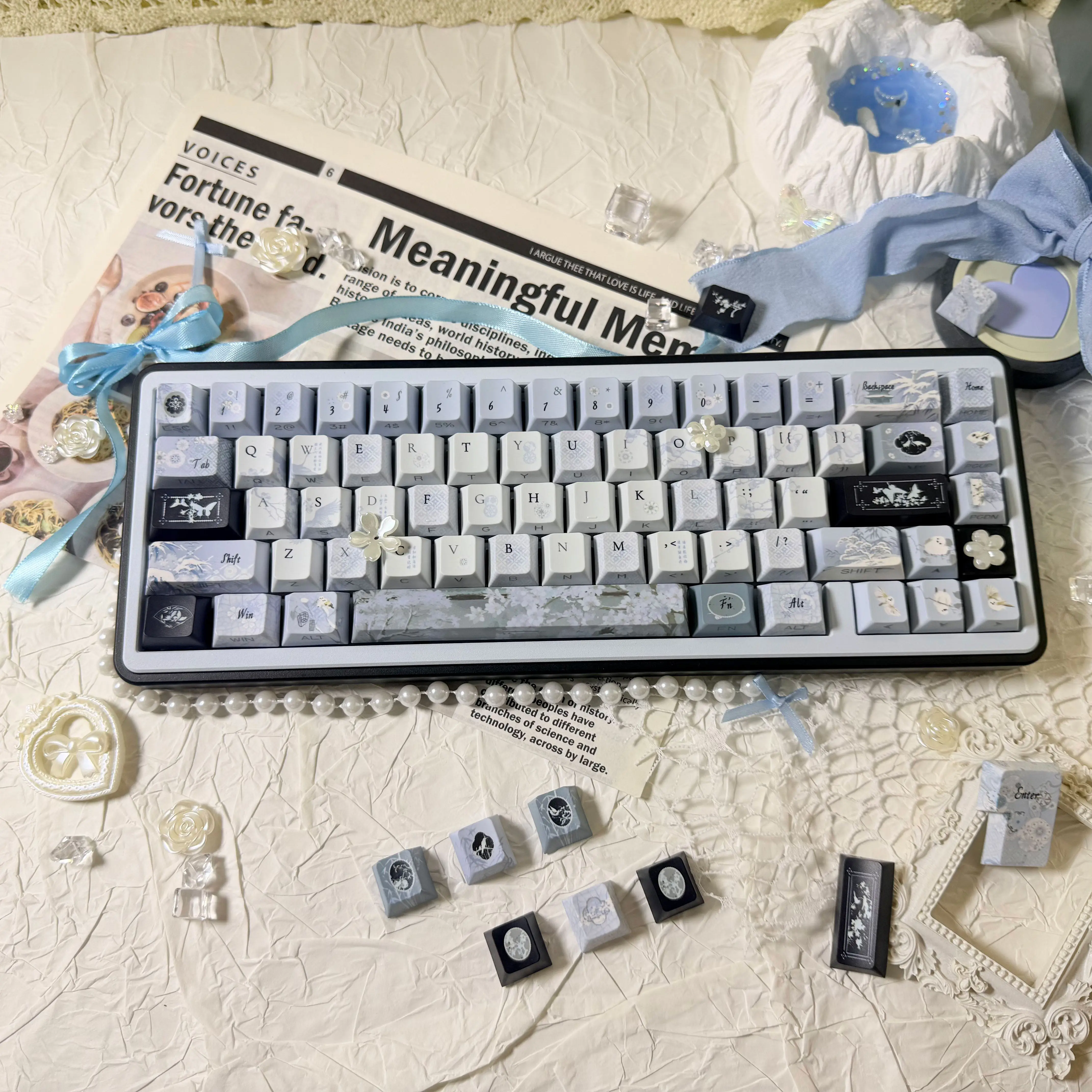 

120 Keys Side Printed Shine Through Keycaps Five Sides Dye Sublimation PBT Keycaps Cherry Profile for MX Switches Gamer Keyboard