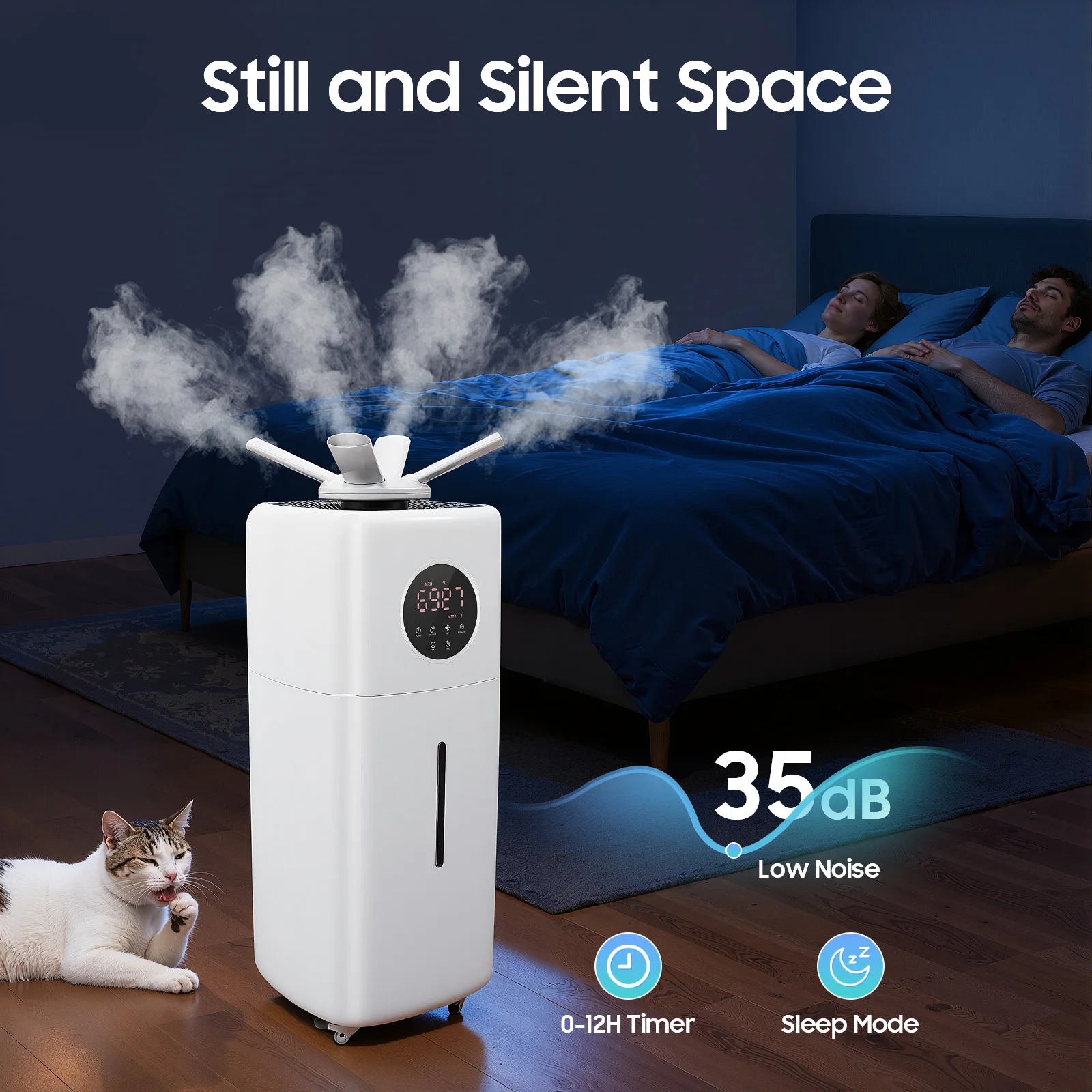 مرطب تجاري 21 لتر، سعة خزان مياه 5.5 جالون، تحكم في الضباب قابل للتخصيص، مخرج رذاذ قابل للتعديل، للغرفة الكبيرة