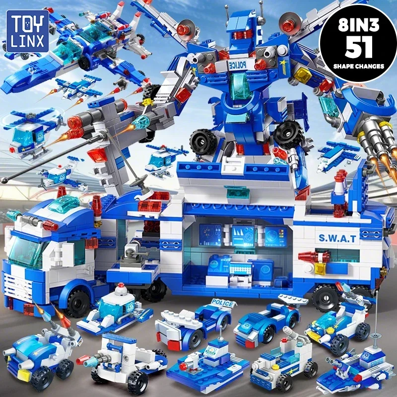 

TOYLINX 679PCS Transformable Robot & Car DIY Building Bricks Set DIY Model Transformation Car Bricks for Kids Boys Birthday Gift
