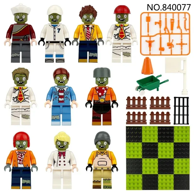 M8188 Zombie Attack Children Assemble Small Particles Educational Toy Floor Professional Doll Building Block Gifts
