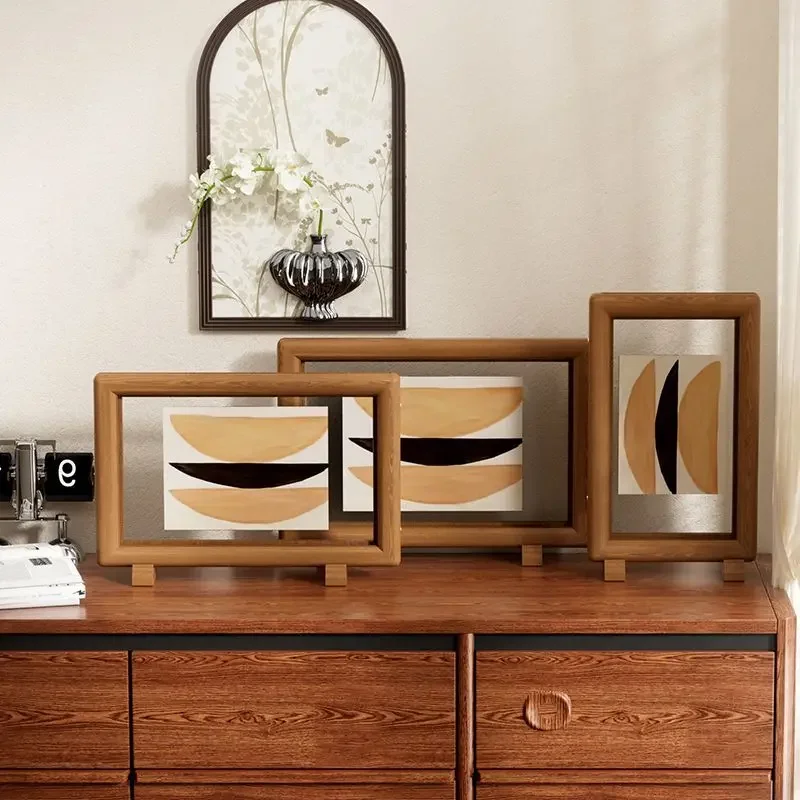 Solid wood brown photo frame, stand, wash photos, make calligraphy frames, customize DIY ornaments