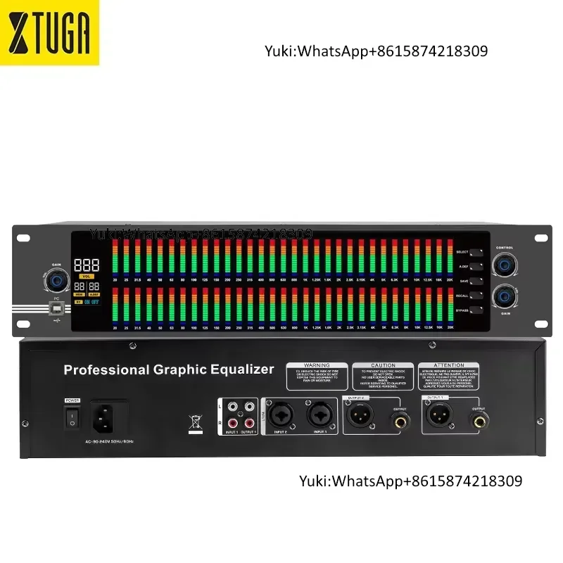 Xtuga EQ-8S Dual 31 Bands Audio Effect DSP Professional Processor Graphic Digital Equalizer Audio Sound Equipment