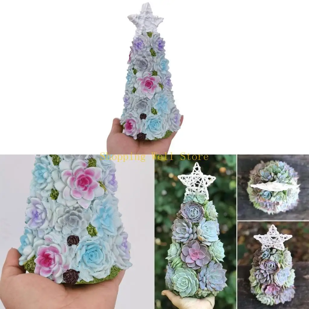 KX4B Festive Tabletop Christmas Tree Multifunctional Christmas Resin Decor