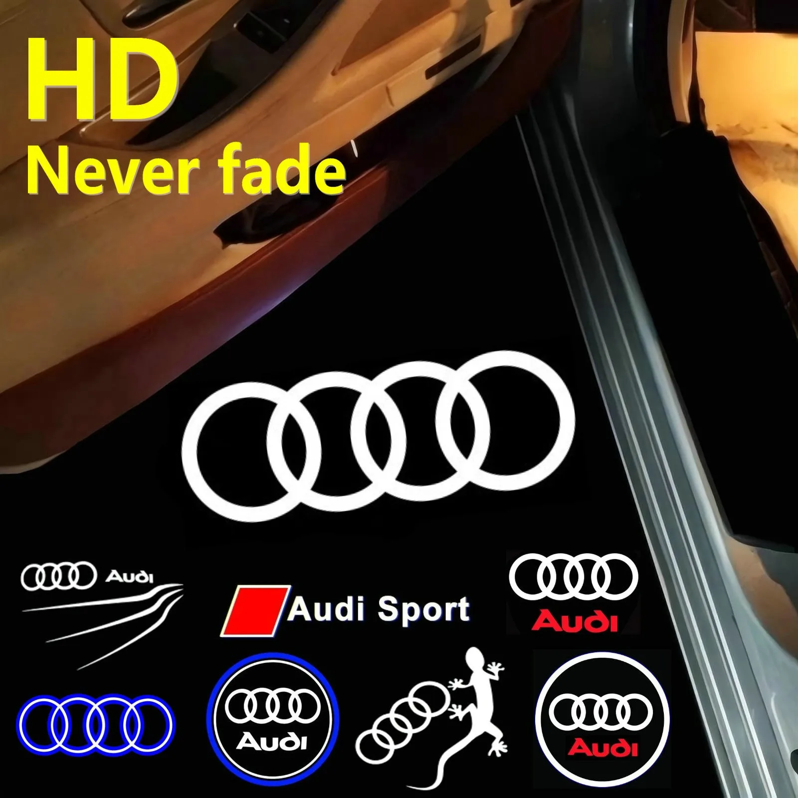 HD LED Car Door Projector Logo Welcome Light For Audi Sline Quattro Q7 Q5 SQ5 Q3 A3 8P 8V A4 B6 B7 B8 A5 A6 C5 C6 C7 C8 A7 A8 TT