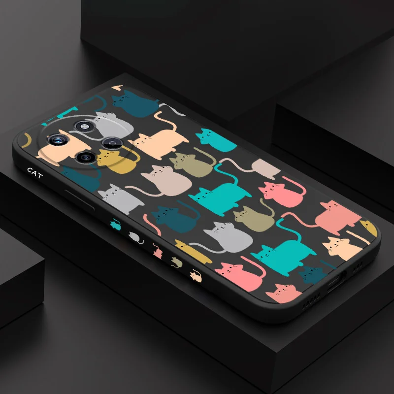 

Colorful Cat Phone Case For OPPO Realme 14 13 12 11 10 9 9i 8 8i 7 Pro Plus C35 C21Y C25Y C25 4G 5G Liquid Silicone Cover