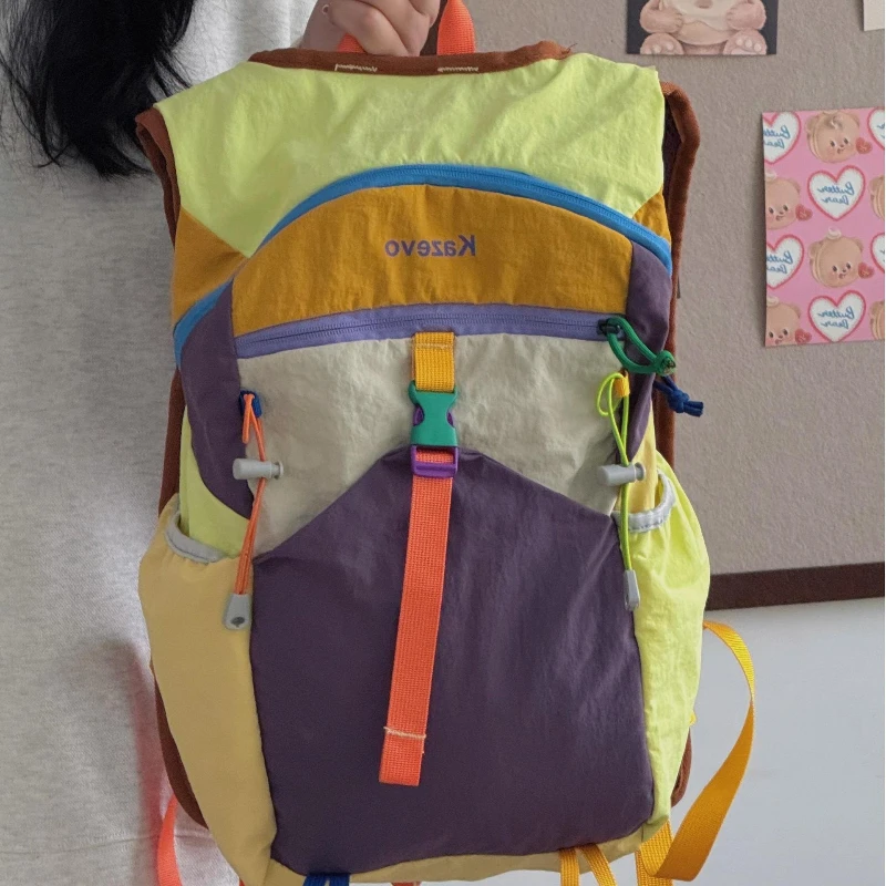 

Путешествия, ежедневный отдых, большой вместительный рюкзак с цветными блоками для мужчин и женщин, многофункциональный велосипедный рюкзак для походов на открытом воздухе