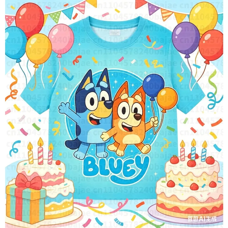 Camiseta 3D inspirada en el perro azul para cumpleaños 2026, cómoda, para niña y niño, en azul, para bebé, niño, joven, adulto, mamá y papá a juego