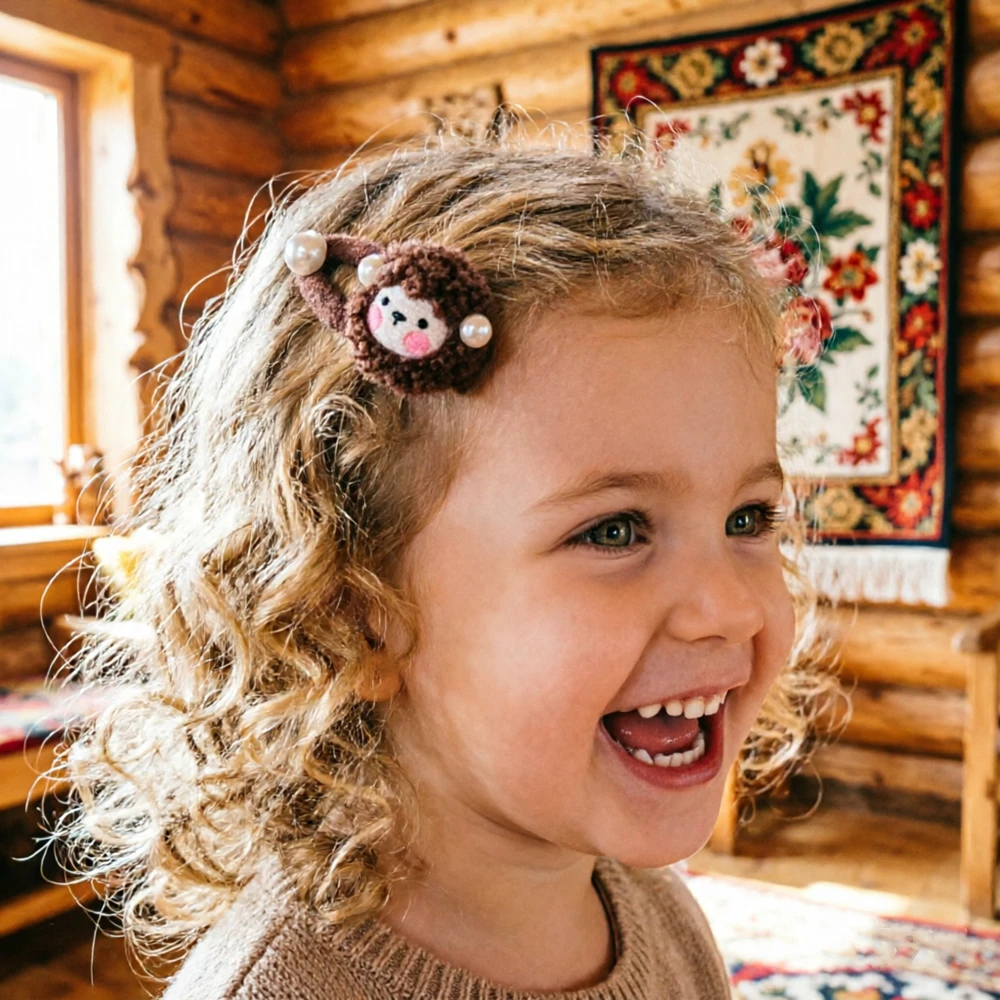 Cartoon Sheep Hair Clips for Girl Side Clip Kids Elastic Hair Band Children Hair Accessories Hair Tie Handmade Hairclips