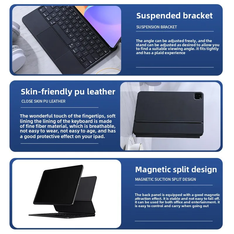 The Magic Keyboard for IPad Air 6 with A Floating Magnetic PU Leather Protective Case, A Brand-new Model for 2024.