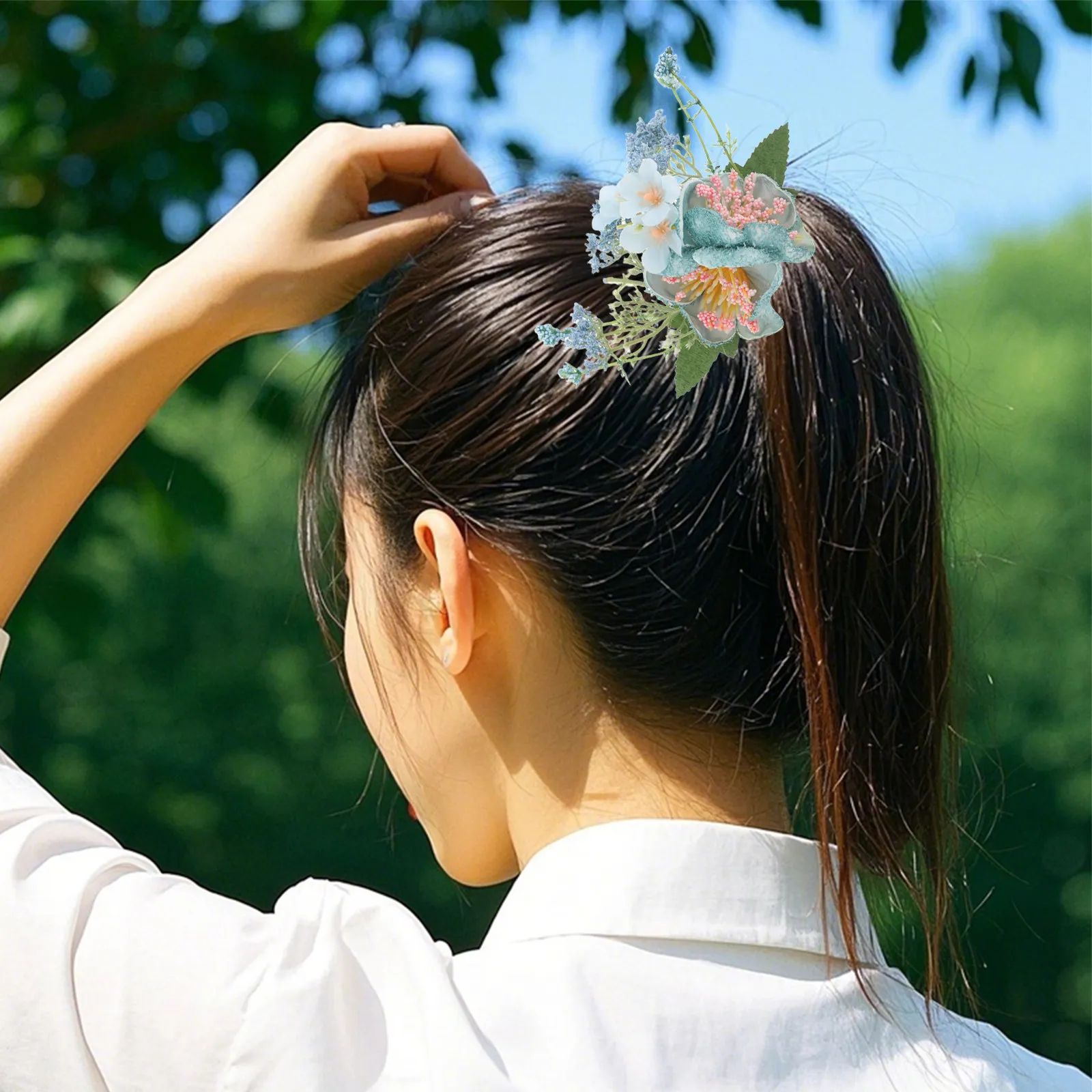 2Pcs Hawaiian Flower Hair Comb Realistic Faux Hibiscus Tropical Hairpin for Hula Dancer Boho Updos Chignon Bun Flower Hair