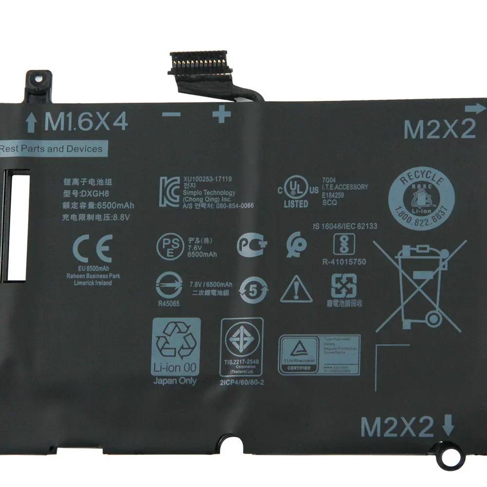 52Wh 7.6V Replacement Battery DXGH8 For Dell XPS13-5390 XPS 9370 9380 HK6N5 P82G with Tools