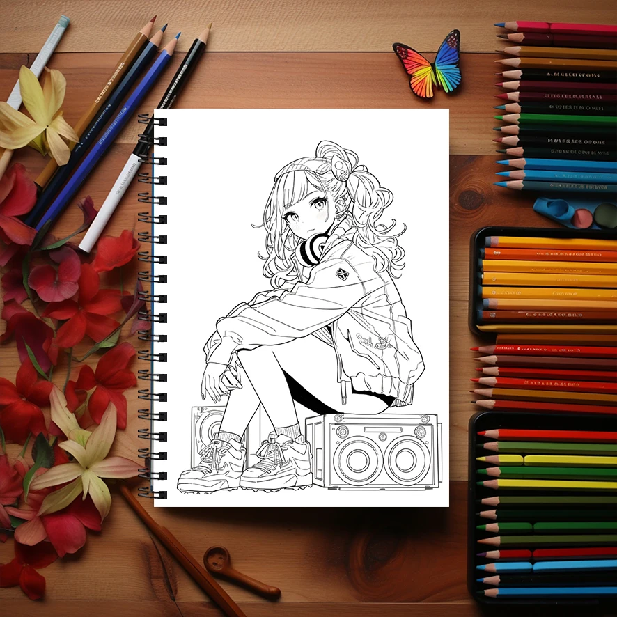 Fashion Girl  Adult Coloring Book - 8.3x 11.2 Inch 22 Page Coloring Book - Helps Reduce Stress and Ease Emotions