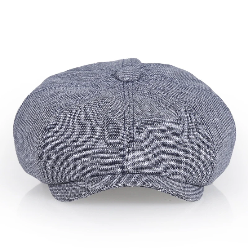 Spring Summer Retro Beret Hats Wild Casual Dad Hats Unisex Octagonal Cap New Linen Blue Casual Newsboy Hat for Men Women BJM111