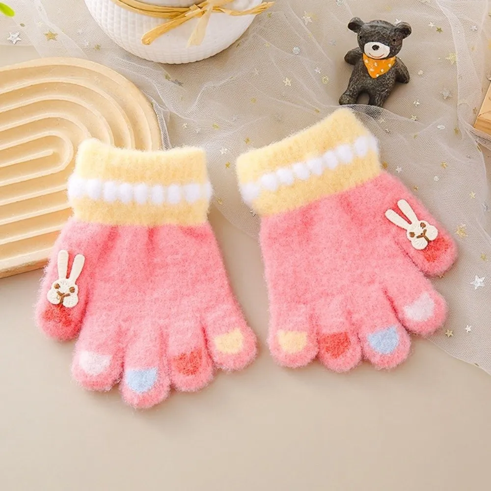 New Coral Velvet Gloves Touch Screen Cute Rabbit Full Finger Gloves Coldproof Windproof Skiing Gloves Gift