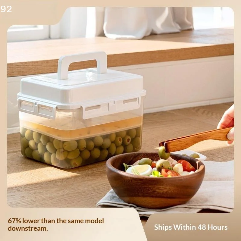 1Pc 4L Airtight Pickle Jar Plastic Leakproof With Press Plate Storage Container For Gherkin Sauerkraut Olive Kimchi Kitchen Bin