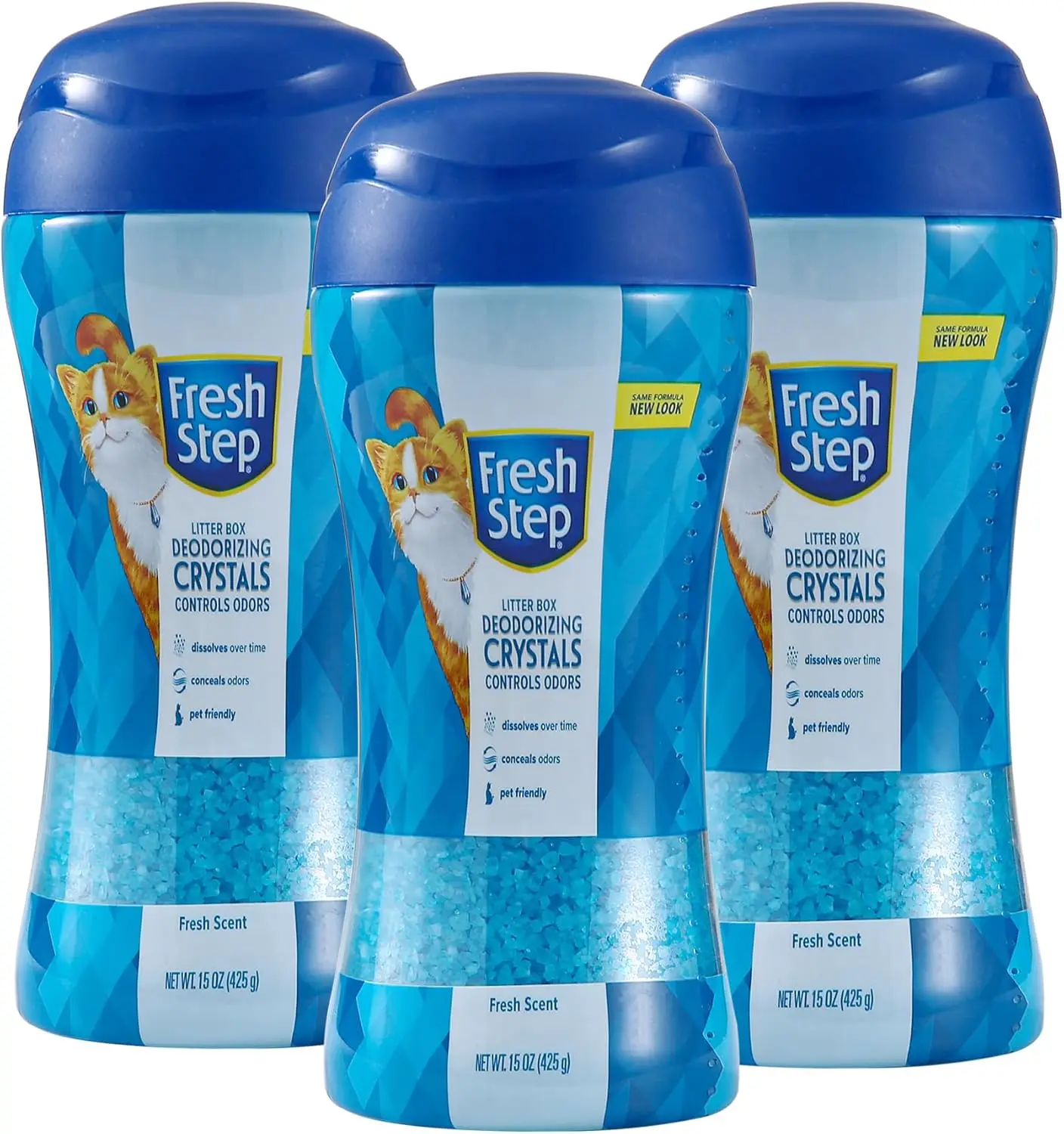 Cat Litter Deodorizer Crystals, Non Toxic Odor Neutralizing, Fresh Scent, 15 Oz 3-Pack for Litter Boxes