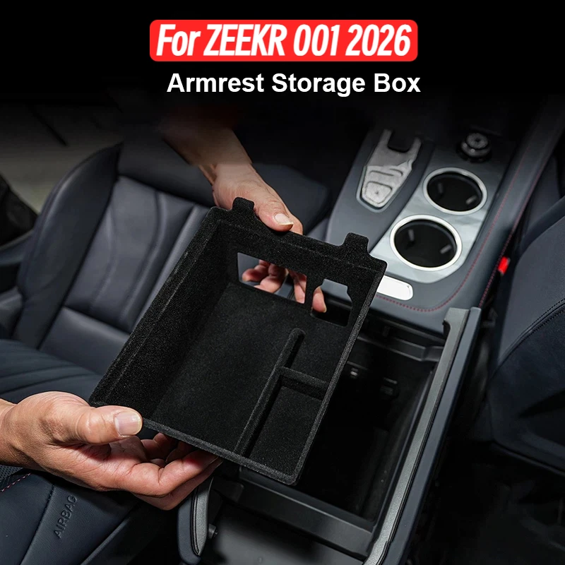 

ABS/Flocking Car Center Console Organizer Armrest Storage Box Tray Container Pallet for ZEEKR 001 2026 Interior Accessories