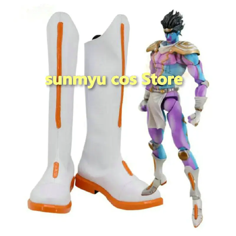 

JoJo's Bizarre Adventure Stand Star Platinum Kujo Jotaro Обувь для косплея Белые ботинки Оранжевая линия