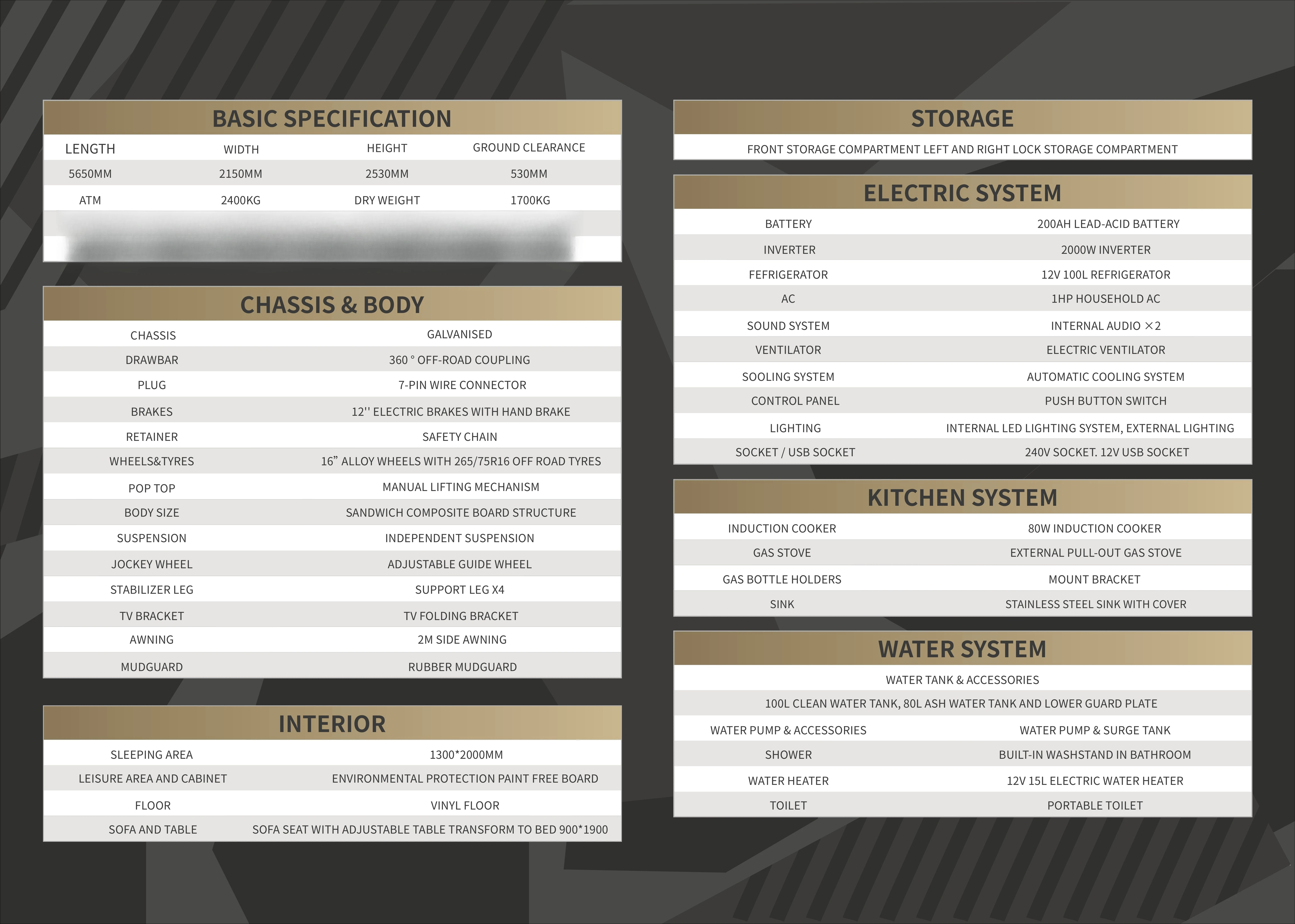 Lekki przyczepa kempingowa terenowa z wysuwaną kuchnią do podróży