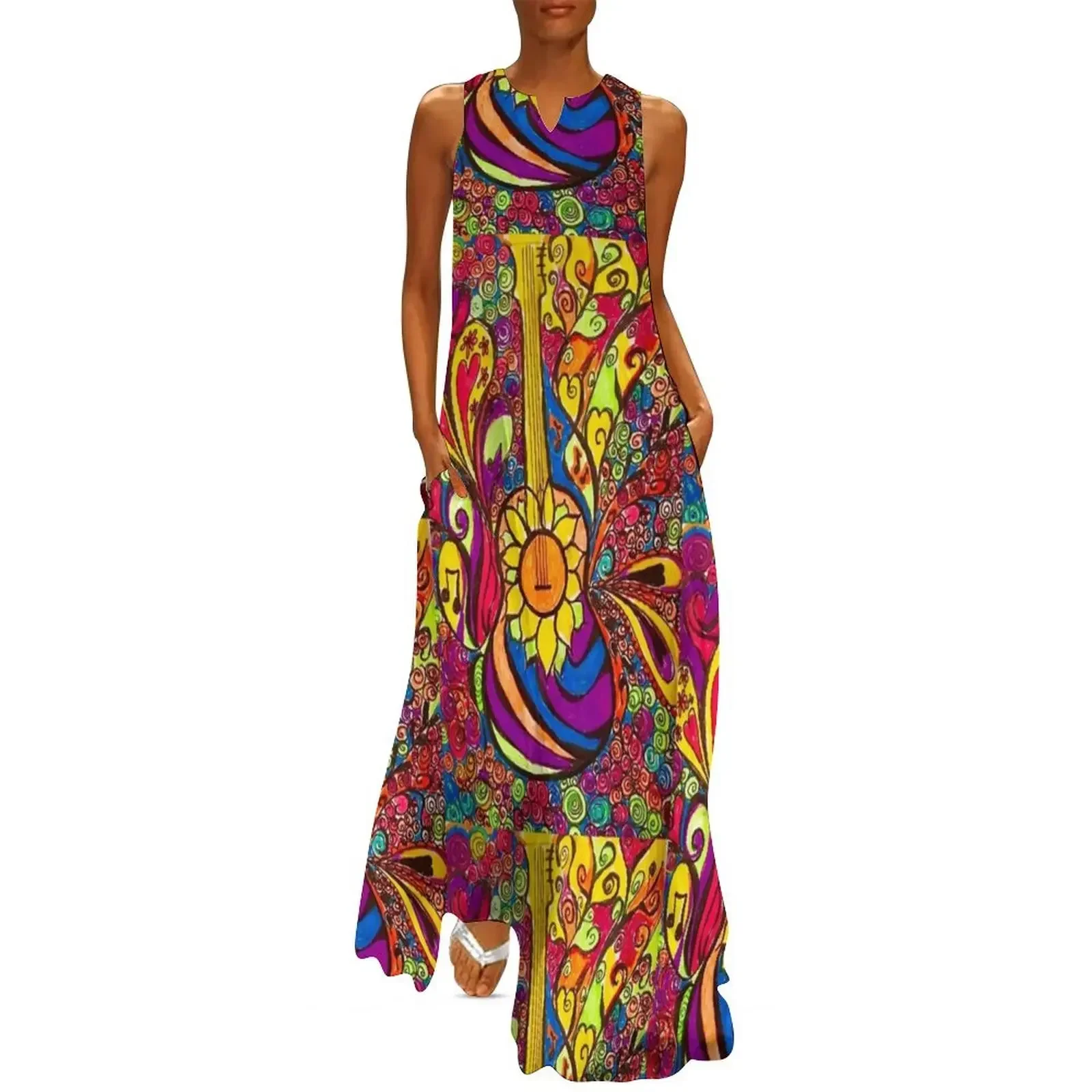 

Guitar Long Dress women's summer dress 2025 birthday dress for women clothes elegant
