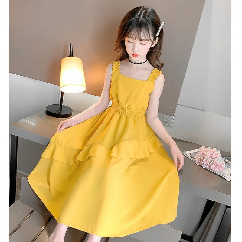 

Girls Dress 2024 New Princess Dress Children's Clothing Summer Dresses Fashion Korean Version Sling Dress Casual Girl Clothes 8T