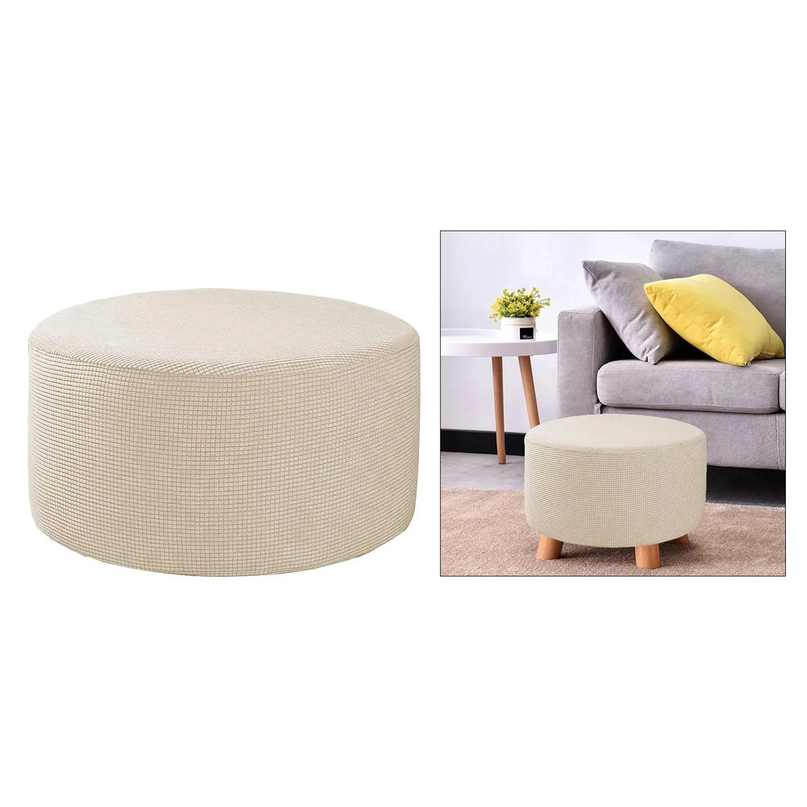 Ottoman Slipcovers Round Ottoman Footstool Cover Removable Kahki