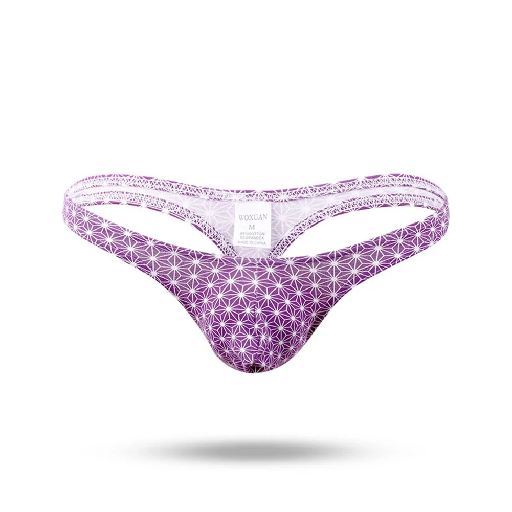 Cuecas de algodão de cintura baixa para homens, cuecas convexas em U, calcinha com fio-dental macia, calcinhas, cuecas