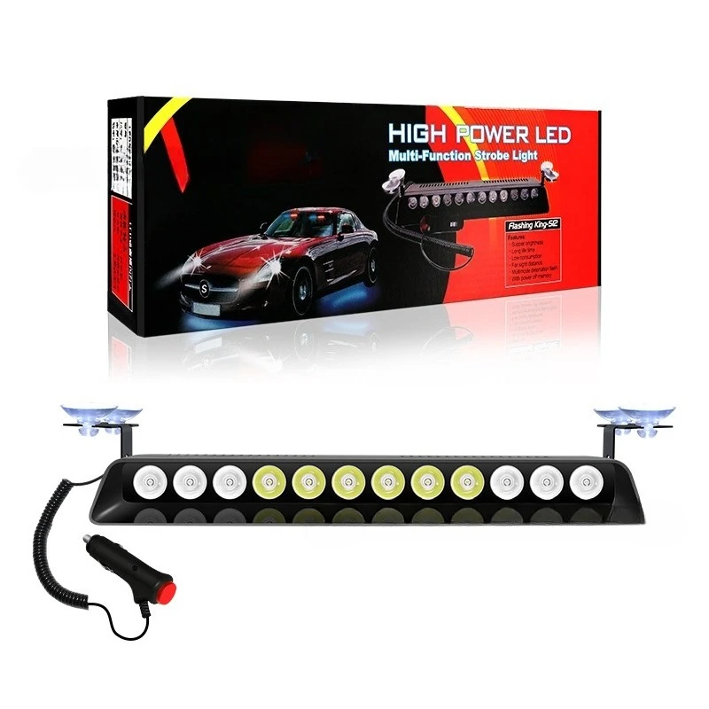 Car Strobe Light, High Power 12LED Windshield Flash Lights, Shovel Suction Cup Light, Warning Light Navigation Lights