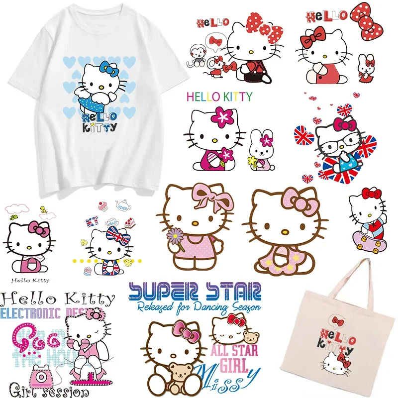 Children's Cute Cartoon Hello Kitty Image Hot Stamping Sticker Youth DIY Clothing Creative Sticker Role-playing Sticker