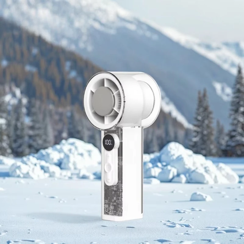 

Outdoor Turbine Handheld AC Fan High Speed Charging Ice Cooling Handheld Fan with Cooling
