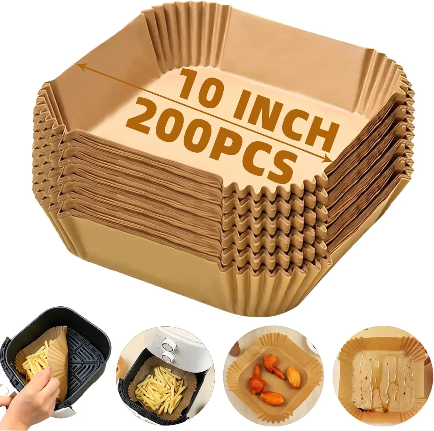 

Air Fryer Liners Disposable,200PCS 10 Inch Square Air Fryer Parchment Paper Liners for 8-12QT Air fryer