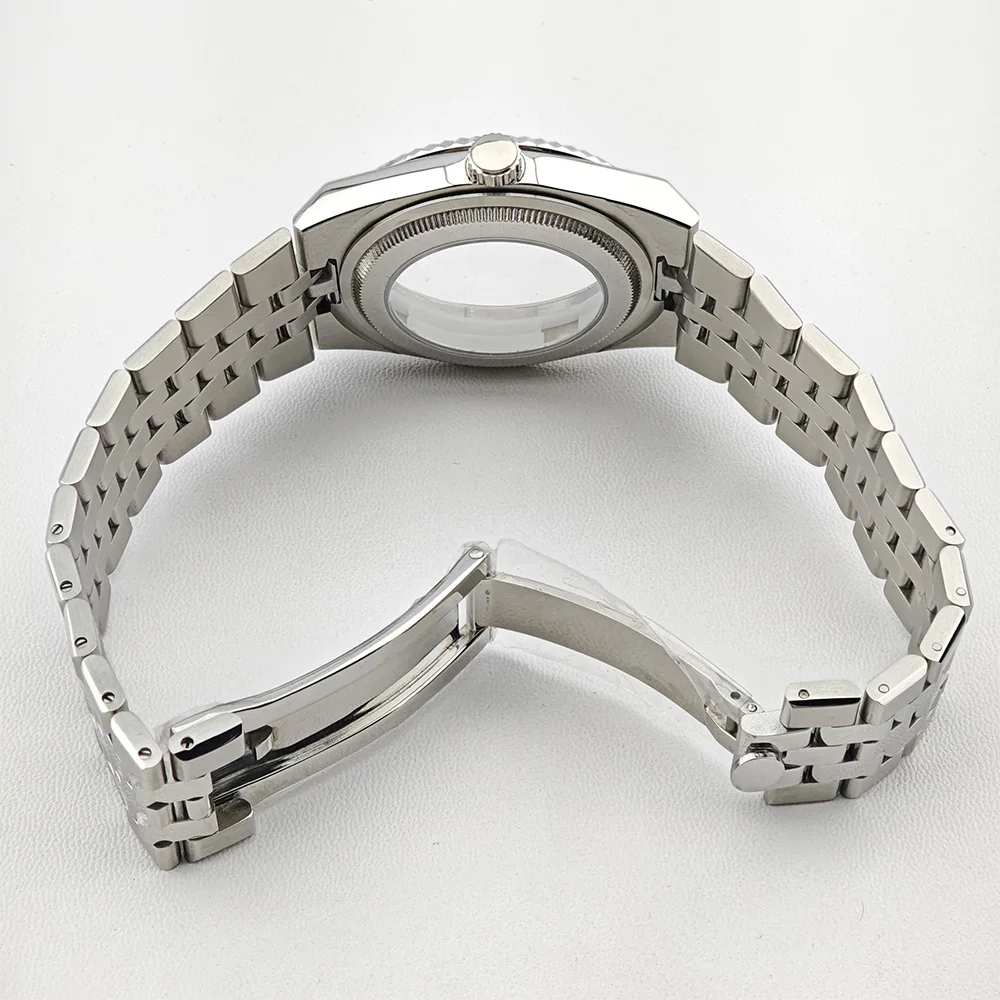 High Quality Men's NH35 Watch Silver Case 39.5mm Case Sapphire Movement Full-body Mirror 33.8mm Dial Part for Watch Repair