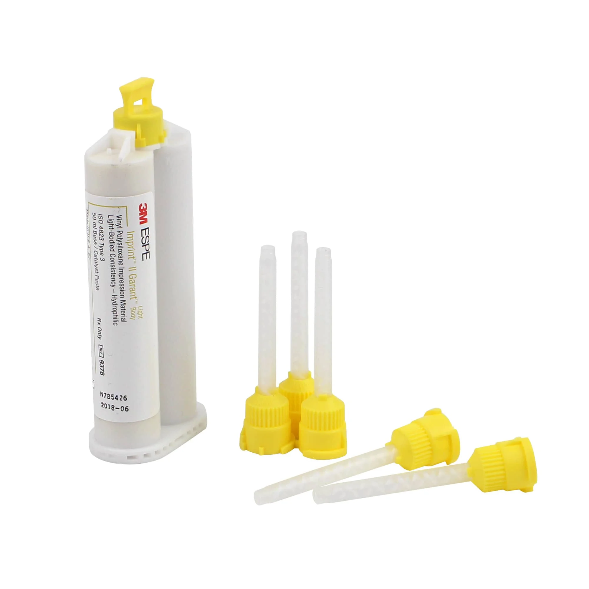3M ESPE Imprint II Garant مادة الانطباع السيليكونية (اللزوجة المنخفضة/التدفق، معالجة الإضافية، مسدس مختلط، ثانوي، أصفر، 50 مل * 4