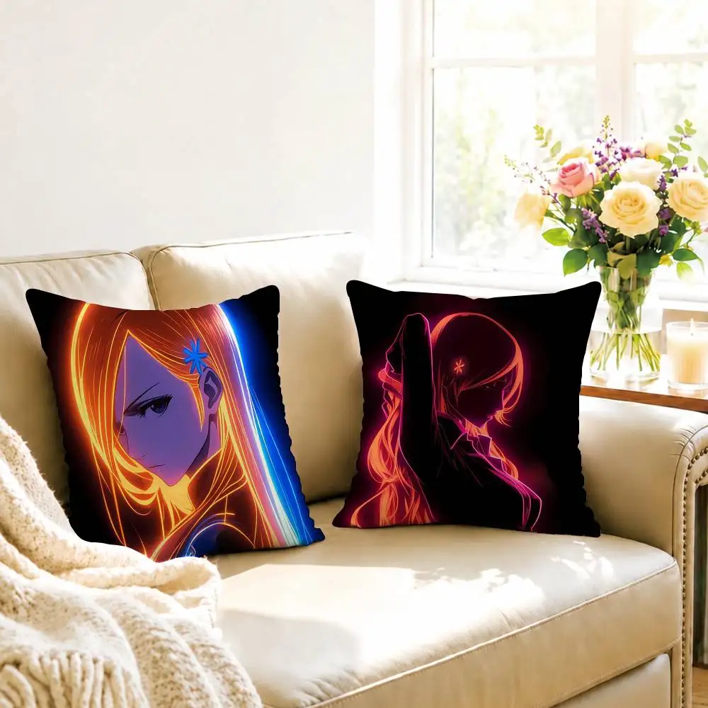 A-Anime BLEACH Orihime Inoue Pillow Case Square Double-Sided Sofa Cushion Cover Bedroom Bedside Pillow Gift