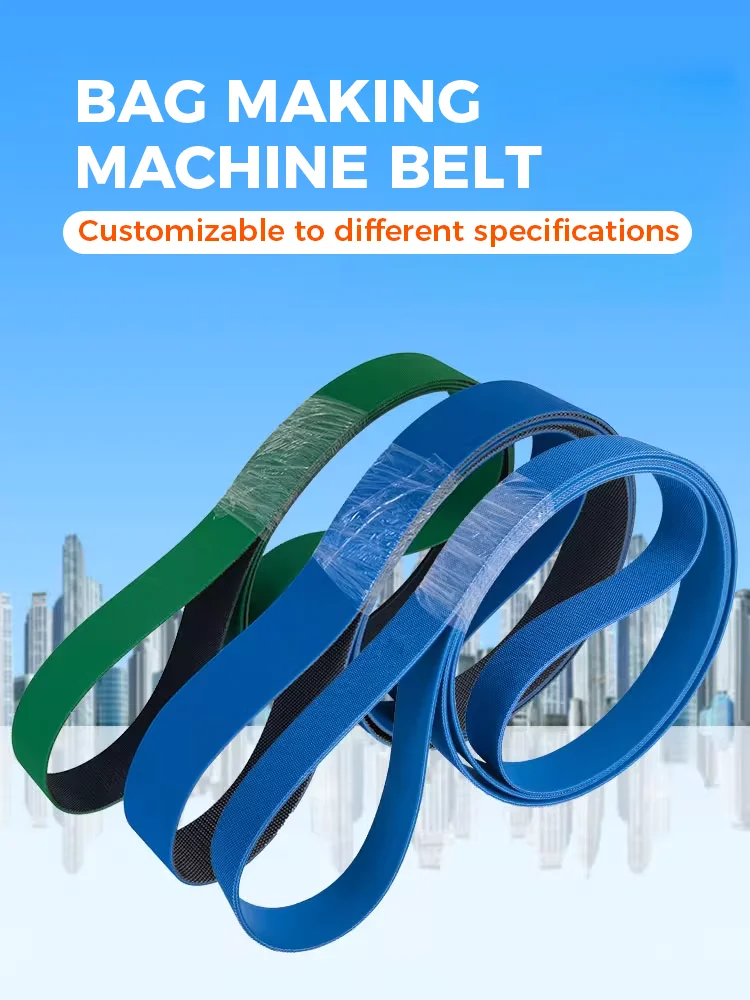 Ceinture de machine de fabrication de sacs, film à bulles OPP, machine de découpe à chaud, haute tenue, bleu noir/vert noir, ceinture plate en PU, 1 pièce