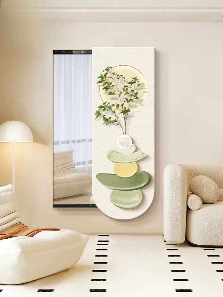 

Decorative painting, concealed dressing mirror, full body entrance, invisible sliding ornament