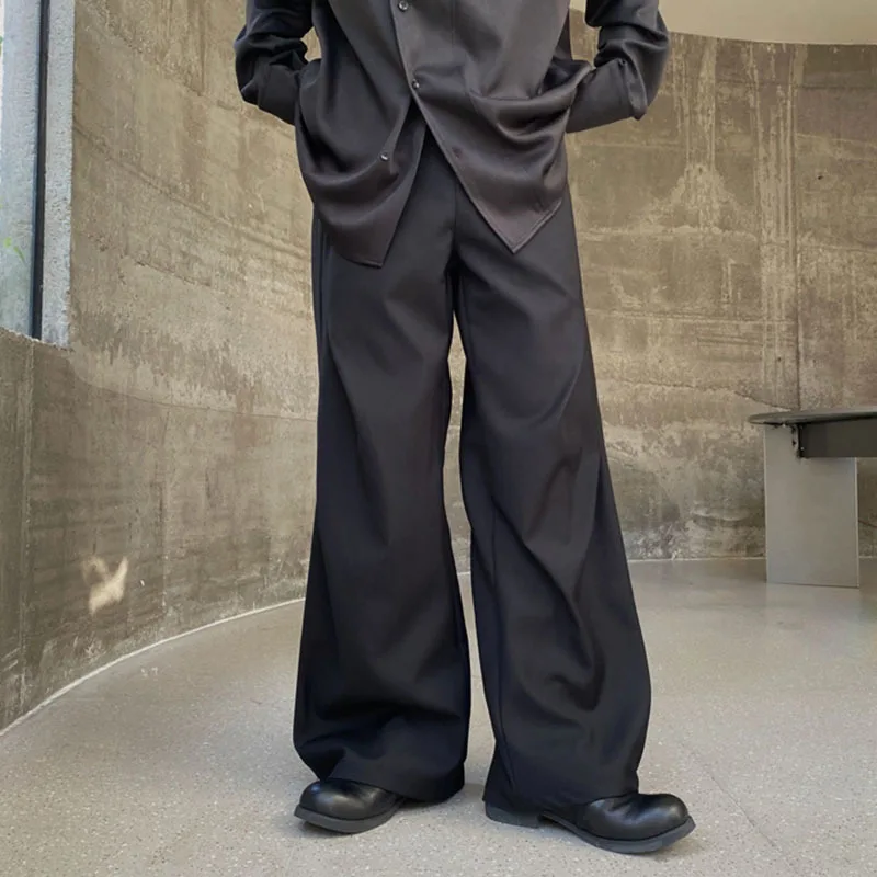 IEFB Men\'s Suit Pants Autumn Winter Personalized Pleated Niche Design Wide Leg Trend Versatile Korean Style Casual Pant 9C3479