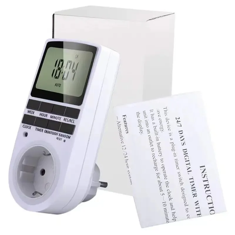 Electronic Digital Timer Switch 24 Hour Cyclic EU UK US Plug Kitchen Timer Outlet Programmable Timing Socket Large Screen Timer