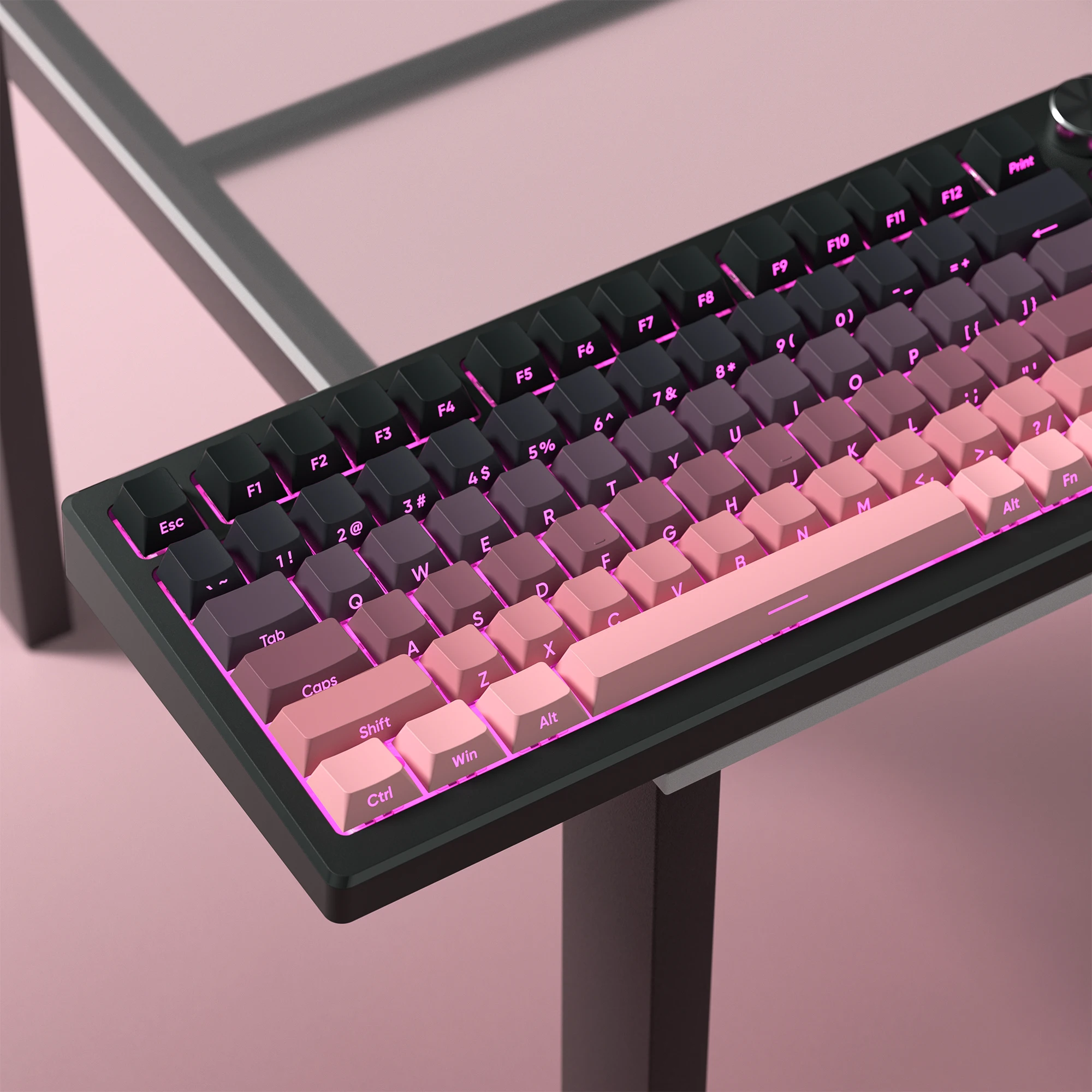 

136 Keys Black Pink PBT Double Shot Keycaps Cherry Profile Side-lit RGB Backlit Keycaps for Cherry MX Switch Mechanical Keyboard