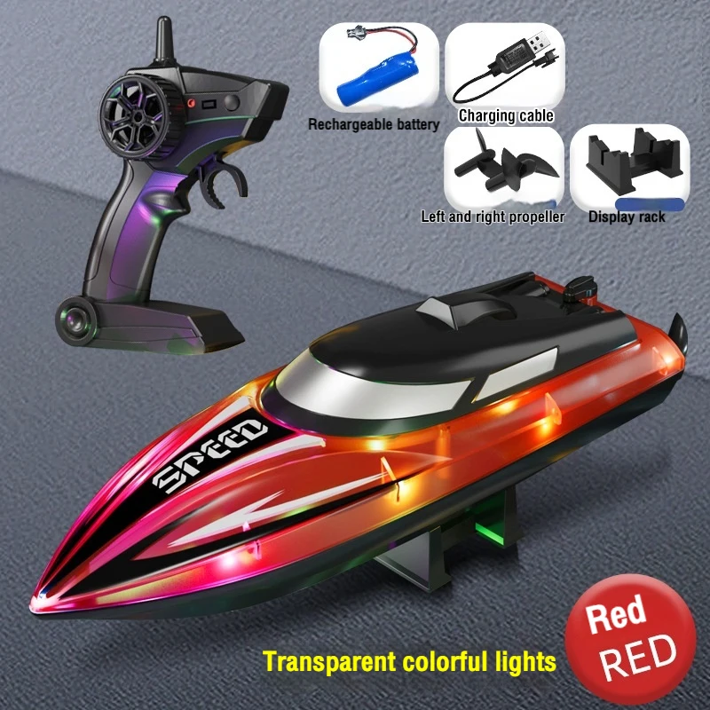 Rc-boot met kleurrijk led-licht Elektrisch hogesnelheidsspeelgoed Waterdicht Racing Afstandsbediening Speedboot Competitief speelgoedjongen Kindercadeau