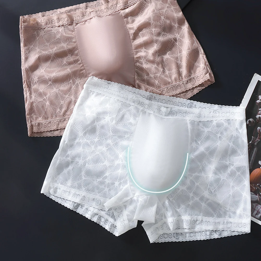 

For Gym For Sports Boxer Shorts Men Seamless Trunks Gym Wear Sleepwear White,Red,Nude Ultra-thin Tight-fitting