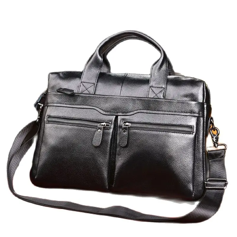 

2019 New Natural Cowskin 100% Genuine Leather Men's Briefcase Fashion Man Large Capacity Business Bag Male Shoulder Laptop Bags